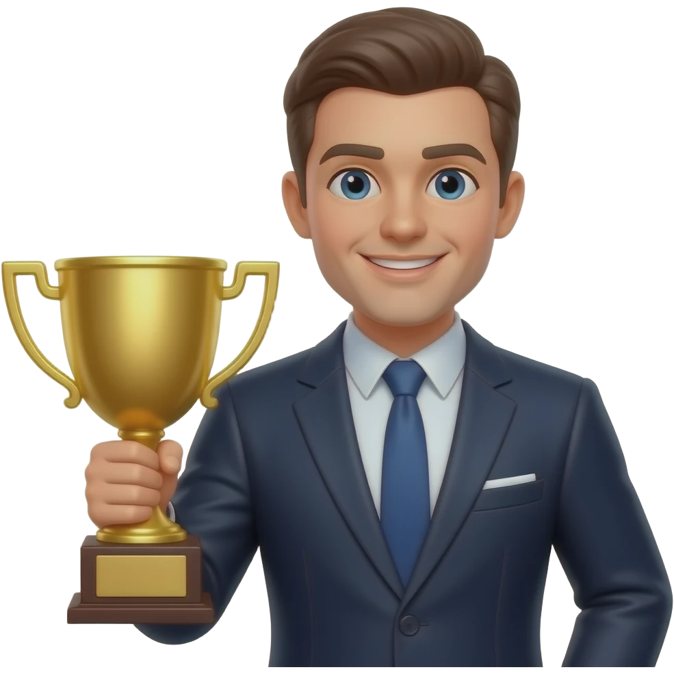 business man with trophy emoji