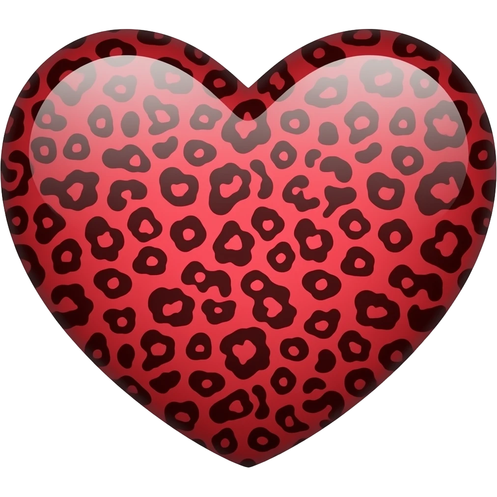 Un corazon con animal print con rojo emoji