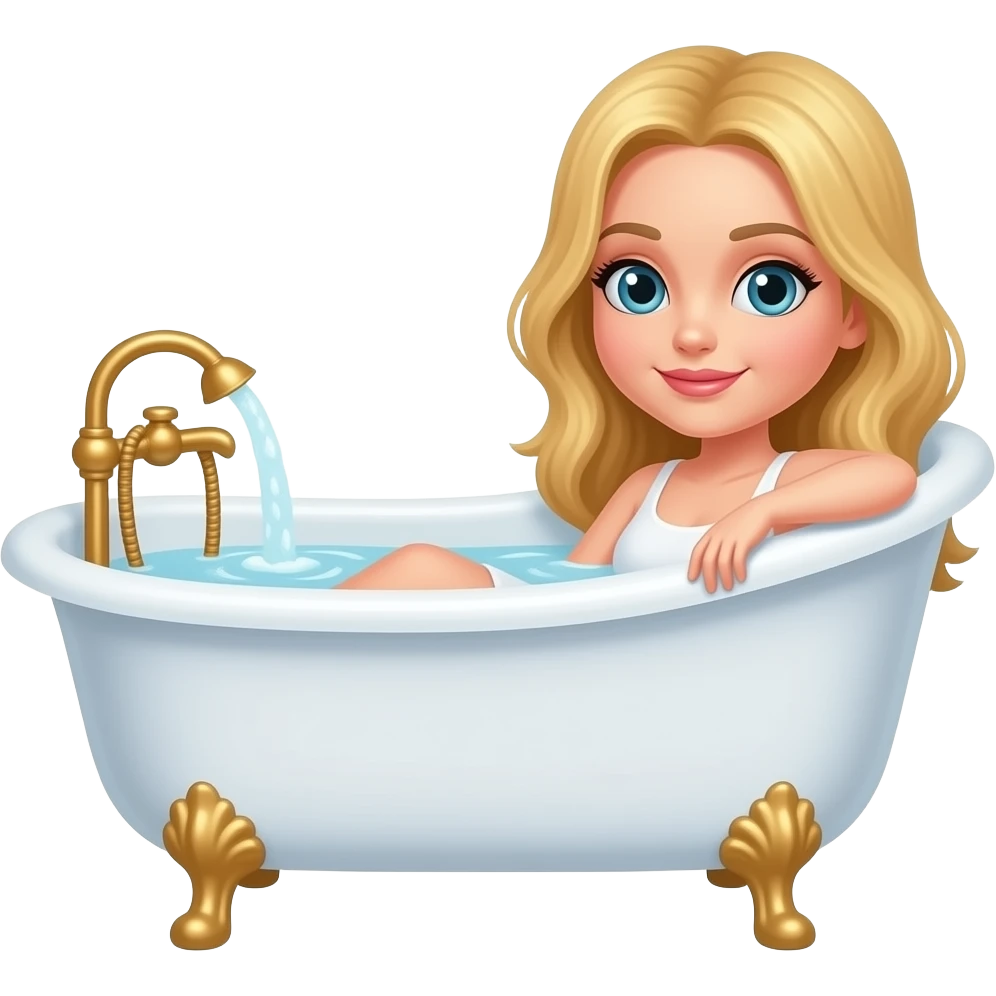 Cute blonde woman relaxing on a bathtub emoji