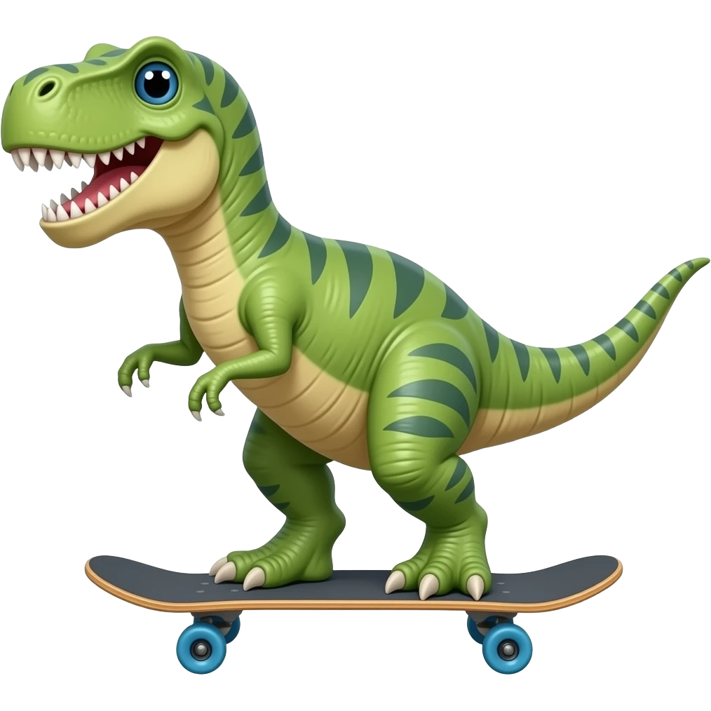 Dinosaur on a skateboard emoji