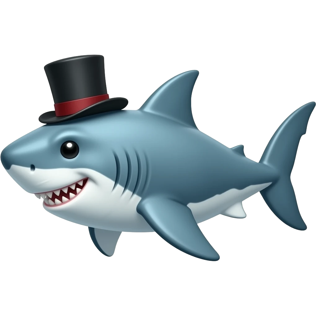 Shark with a top hat emoji