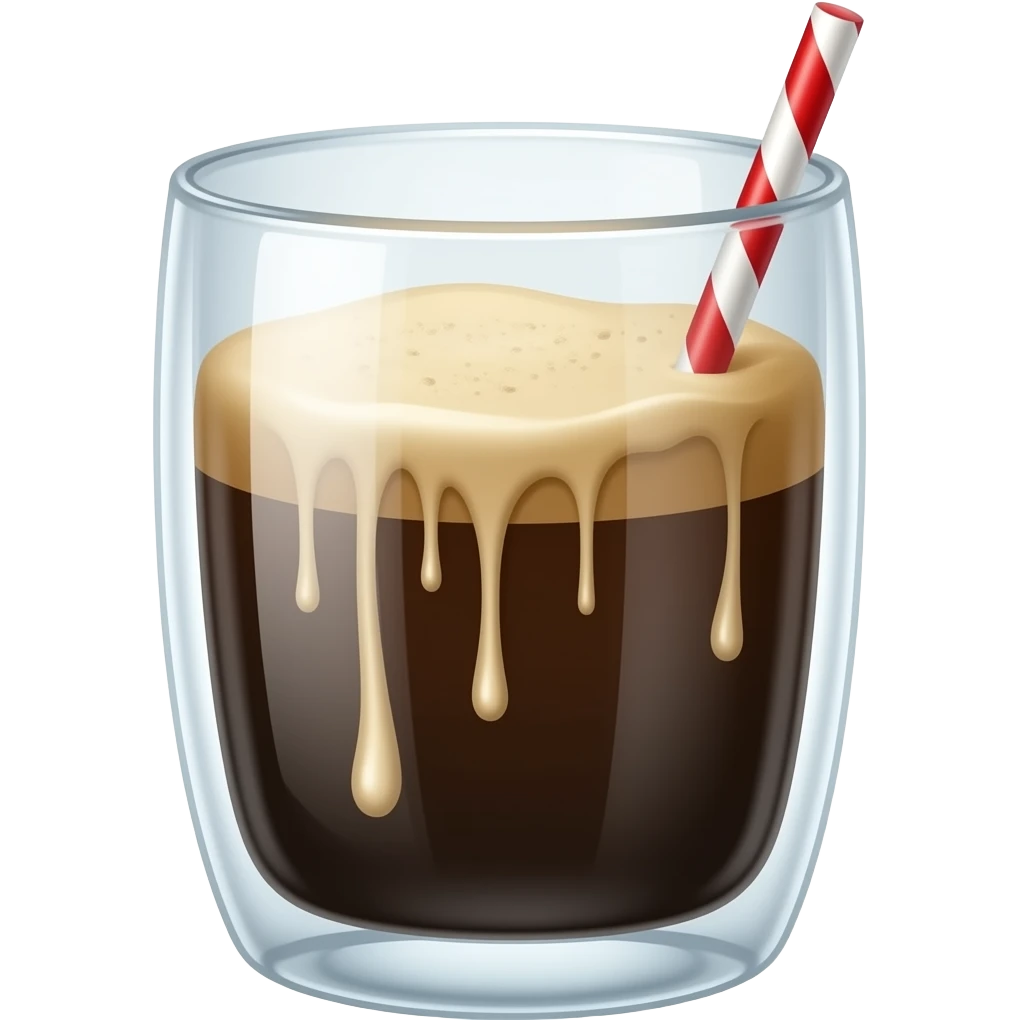 black coffee with milk foam in a glass emoji