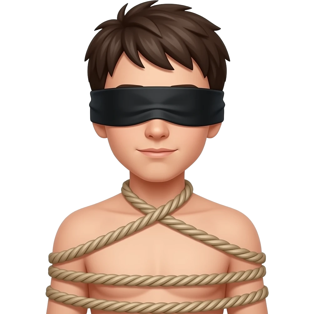 Boy tied naked and gagged and blindfolded emoji