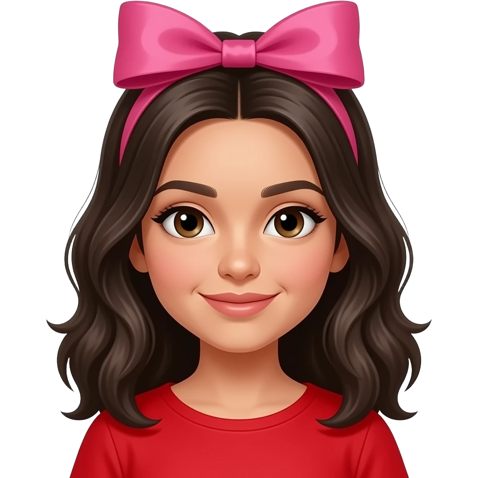 latina girl with big pink ribbon , red designer cloth closeup emoji