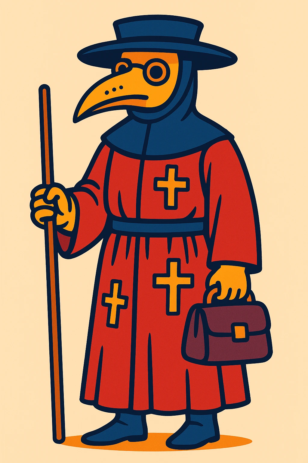 Tudor doctor, historical attire, full figure, vibrant toon cartoon style emoji