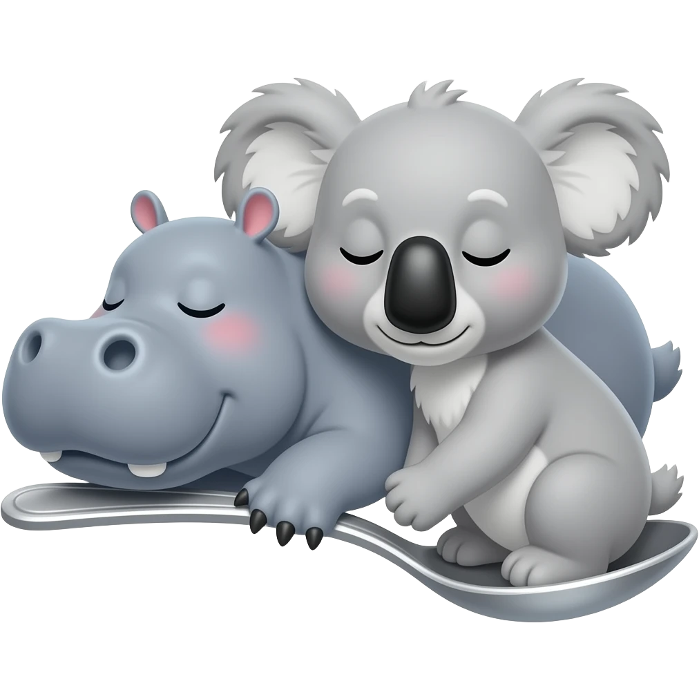 koala and hippo sleeping together koala big spoon hippo little spoon emoji