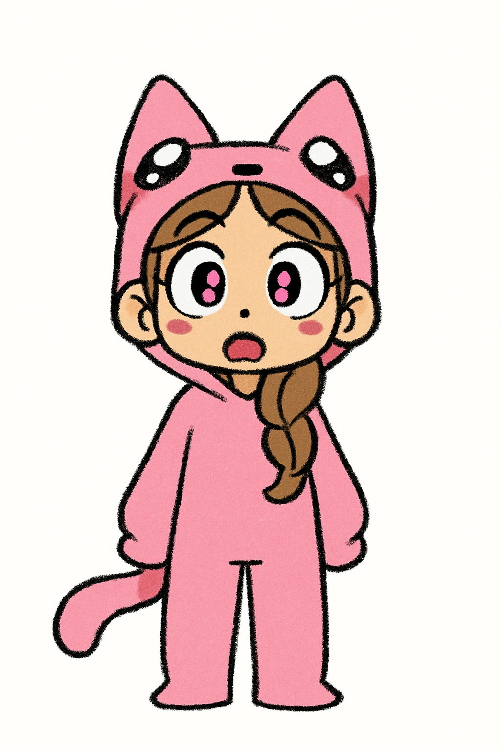 Keep the picture quality and style exactly the same as the original image. Edit the character to have a surprised expression. emoji