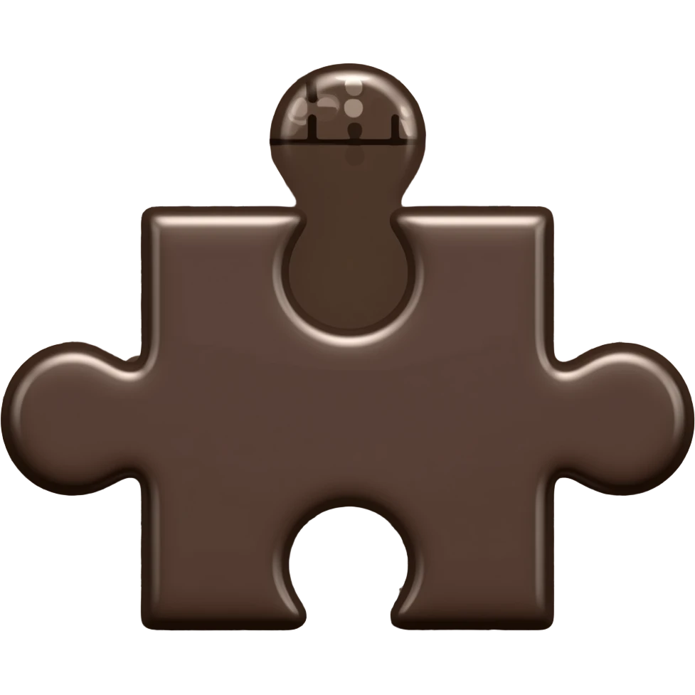 3d dark brown -puzzle-piece-emoji polished-metal-texture,-floating-on-a-deep-midnight-brown-background--soft-dramatic-studio-lighting,-cinematic-rim-light emoji