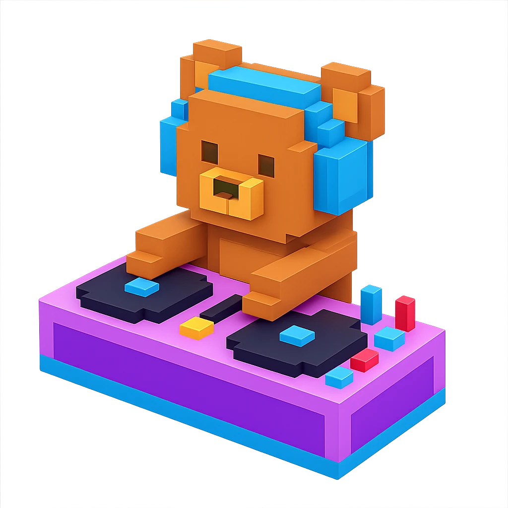 Сделай медведя у DJ-установки, no background emoji