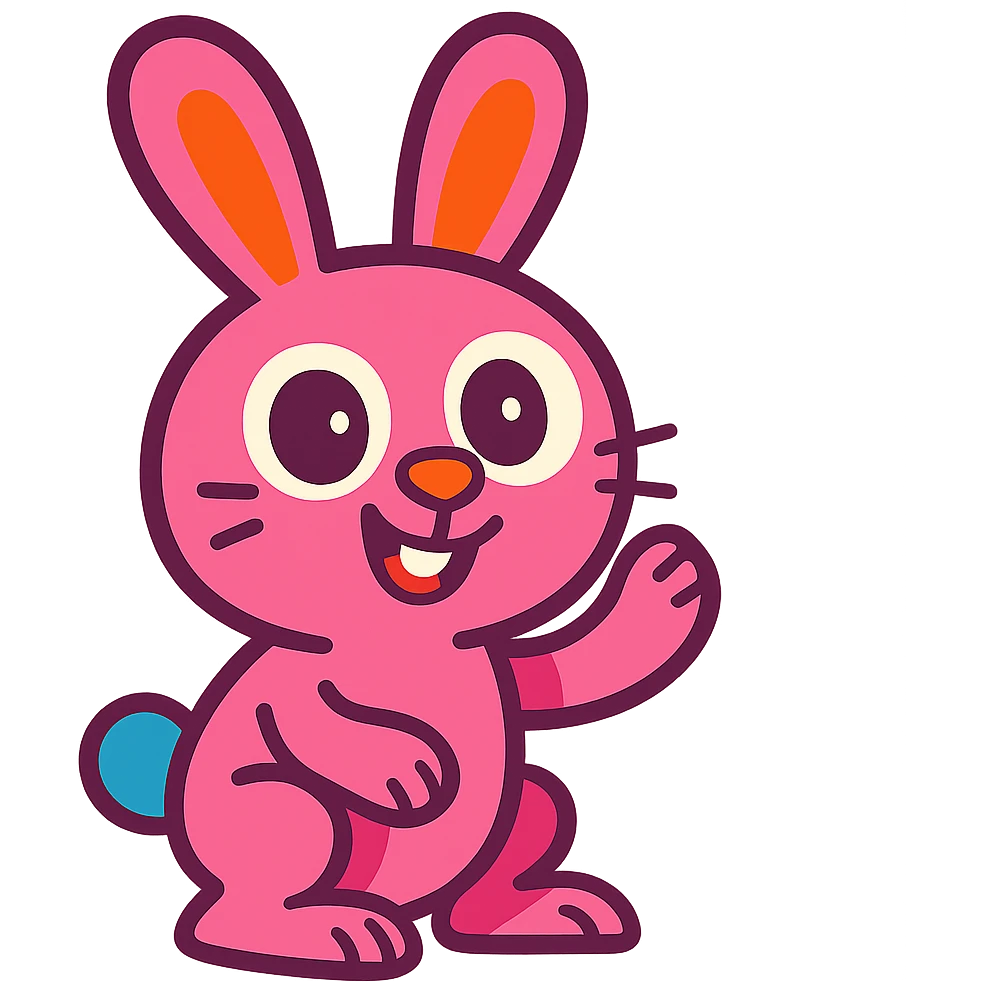 pink rabbit, colorful cartoon style, big eyes emoji