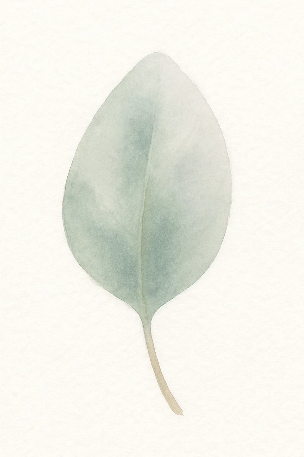 a single eucalyptus leaf, watercolor style emoji