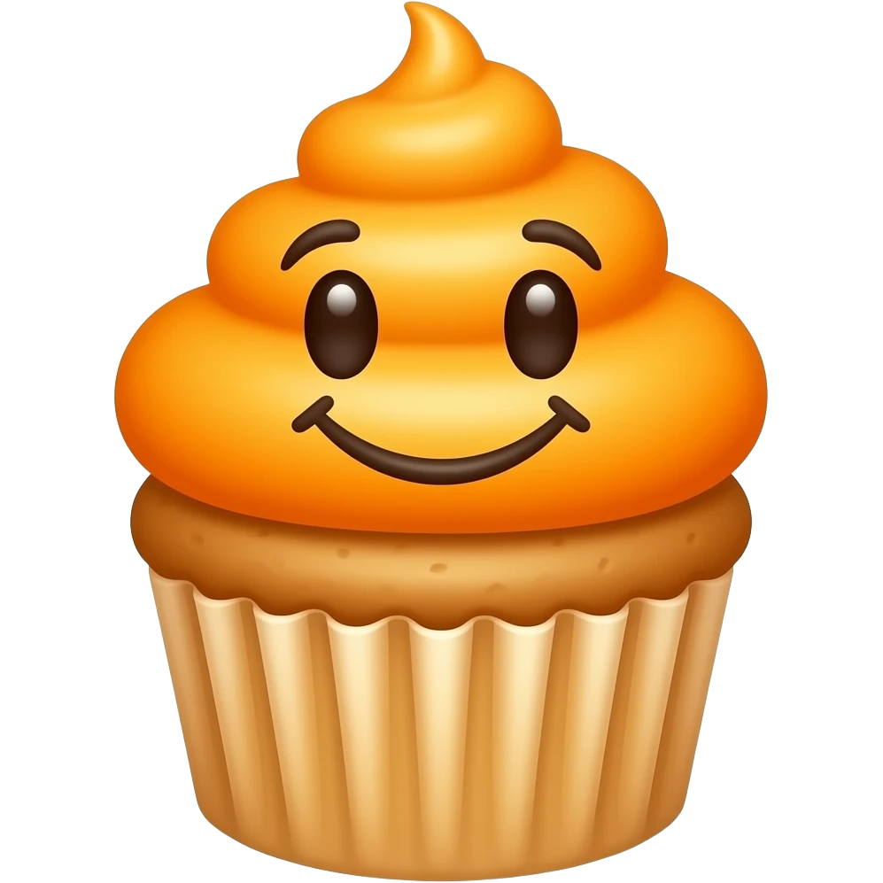 cupcake de laranja com carinha feliz na cobertura emoji