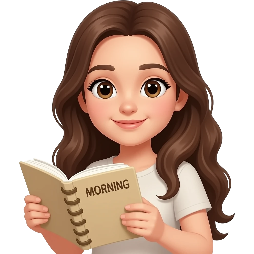 girl with morning journal emoji
