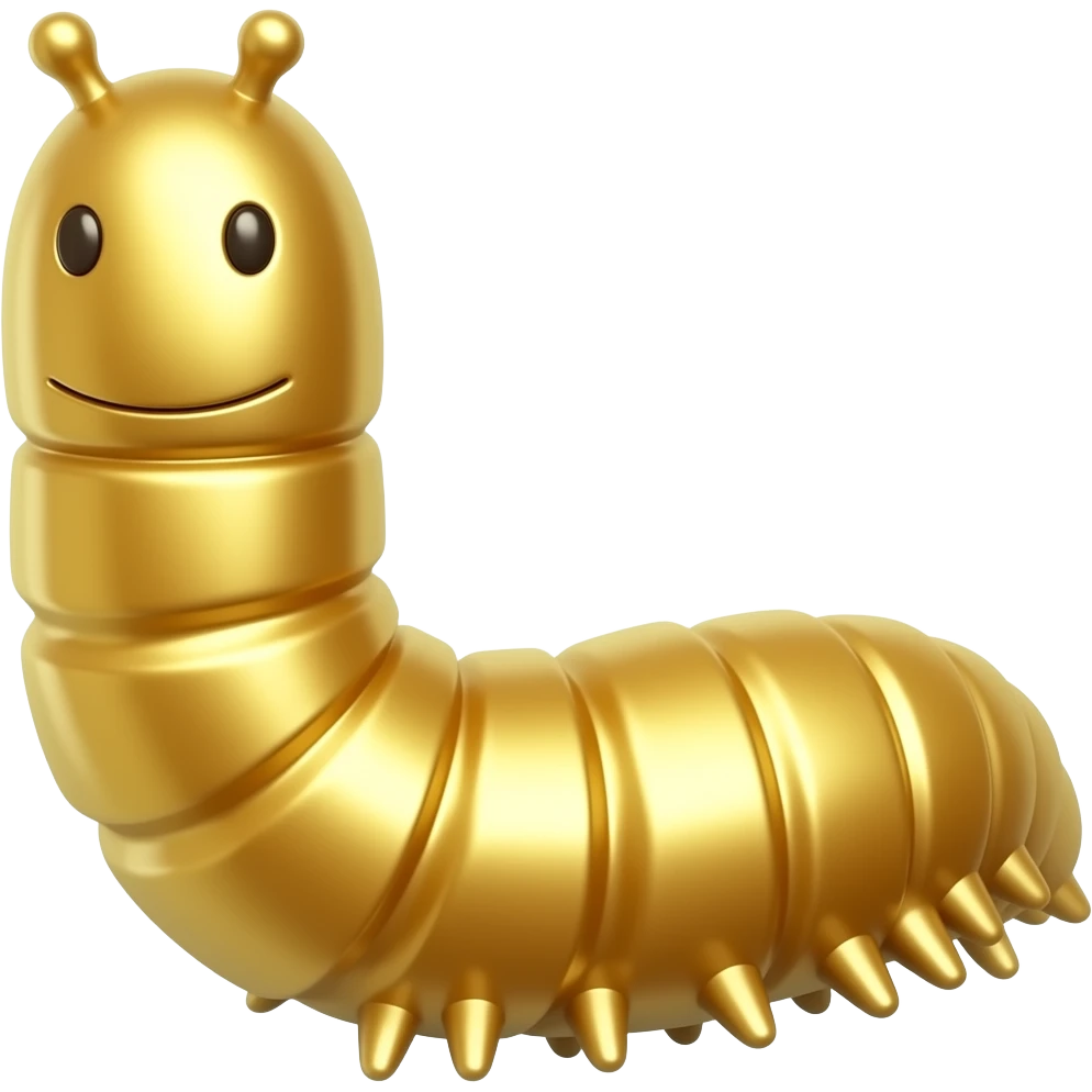 Realistic Shiny Gold Earthworm no face emoji