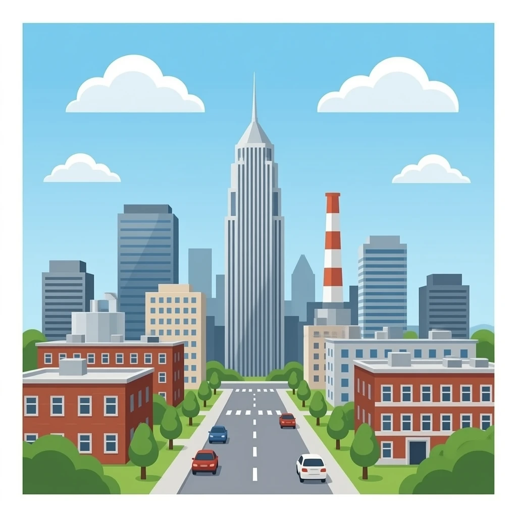 high buildings urban industry emoji