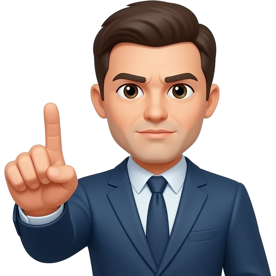 dedo señalando con cara seria emoji