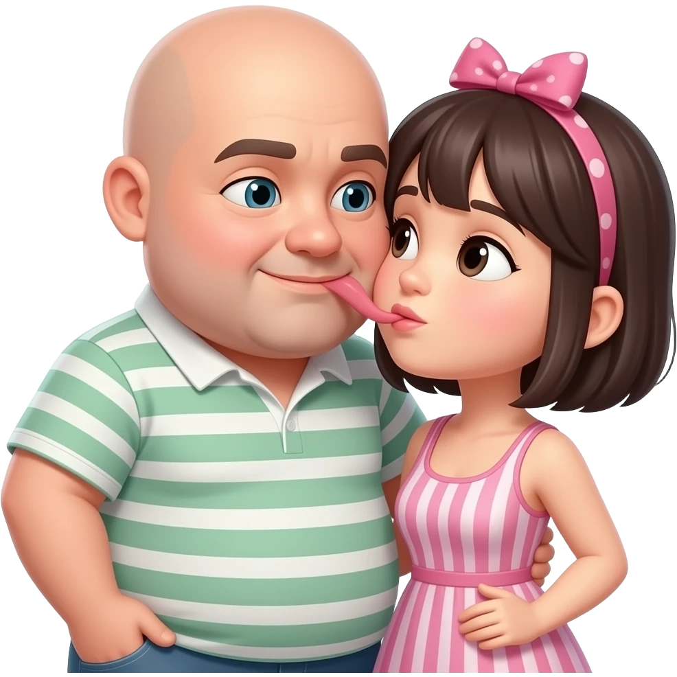 Fat bald guy fucks short hair girl with dark hair emoji