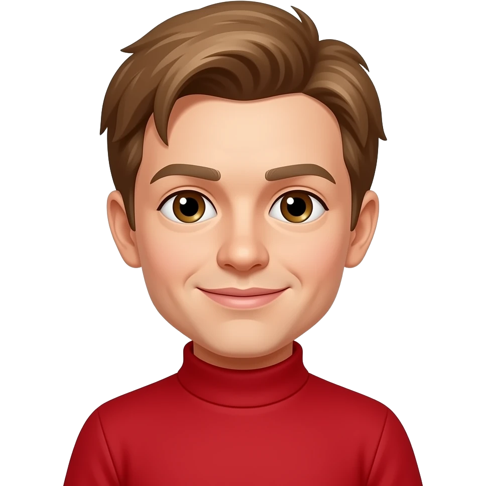 Murray Wiggle from The Wiggles with brown eyes, light brown hair, red skivvy turtleneck shirt emoji