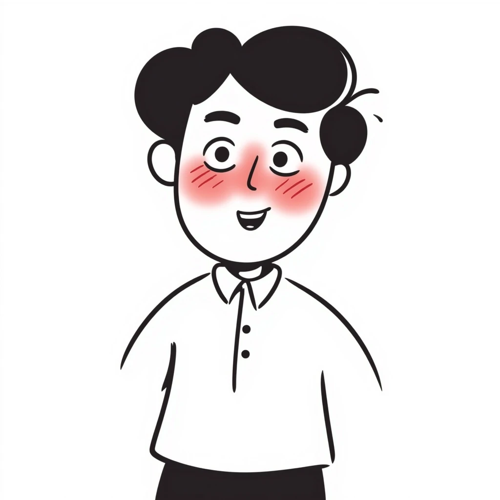 a man with a red blushing face emoji