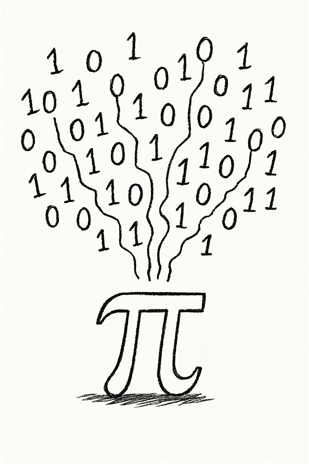  combine the π (pi) math symbol, binary code emerging from it. emoji