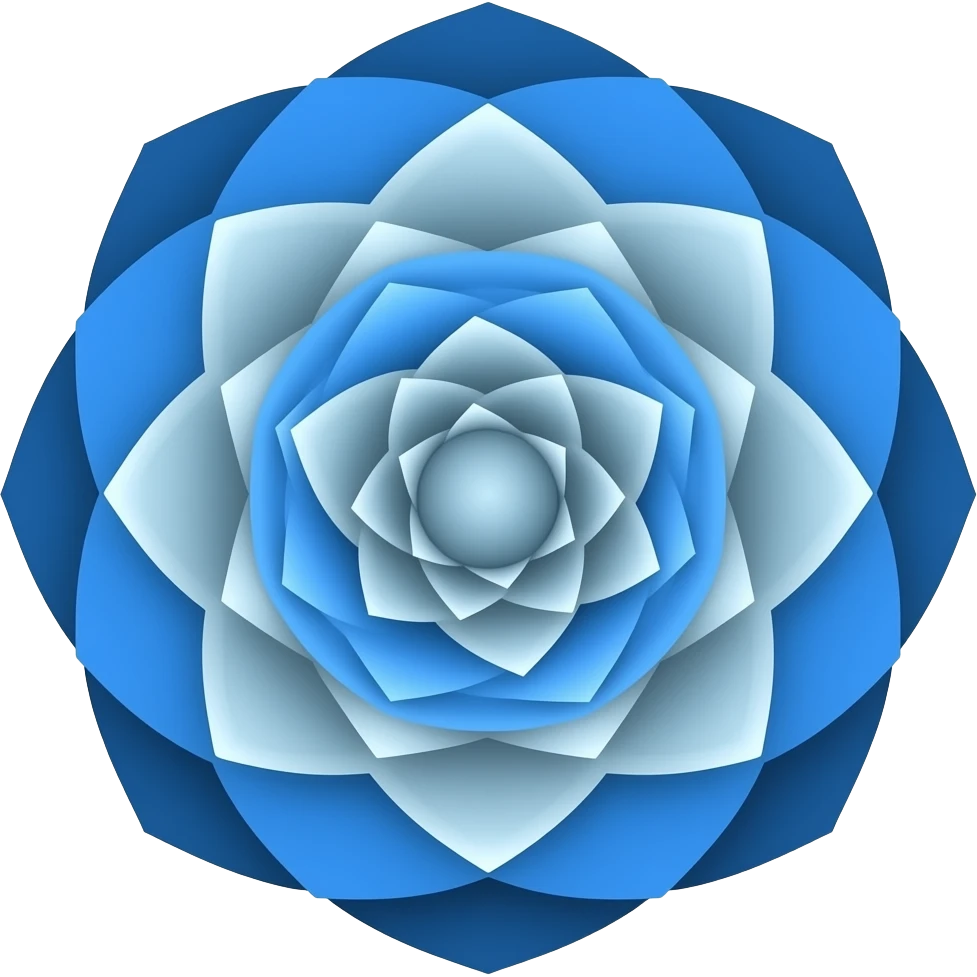 Rosette Sampler side view of deep blue, sky blue, lazure, white and grey colors emoji