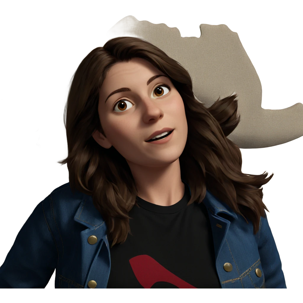 brown hair in denim jacket emoji