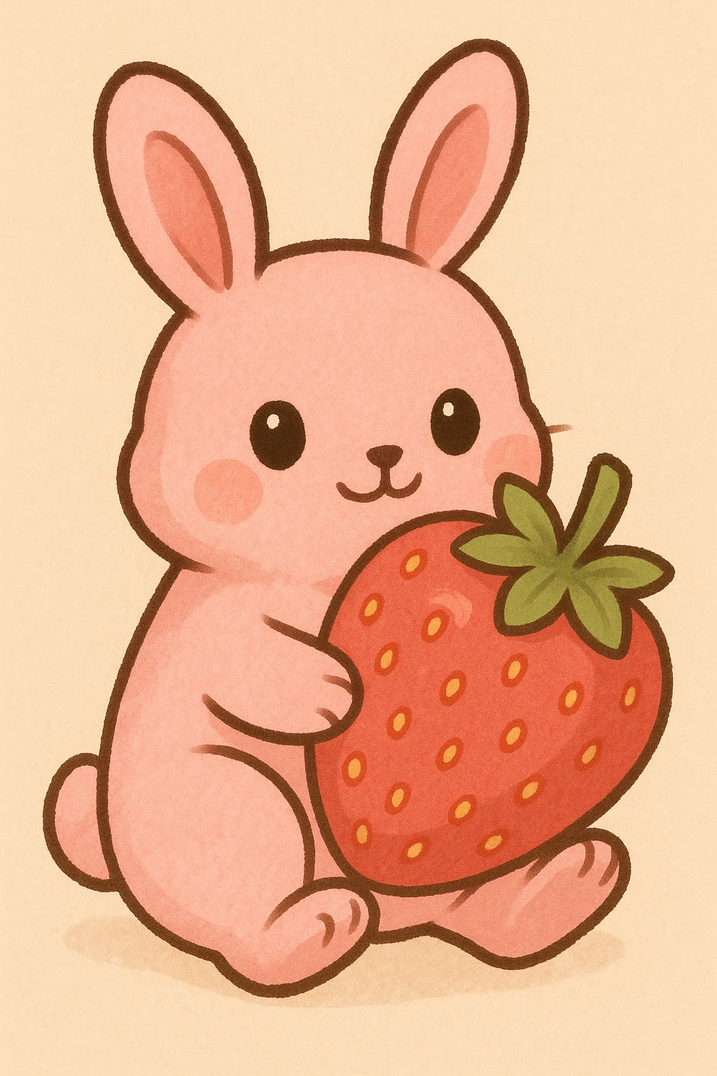 pink bunny holding strawberry emoji