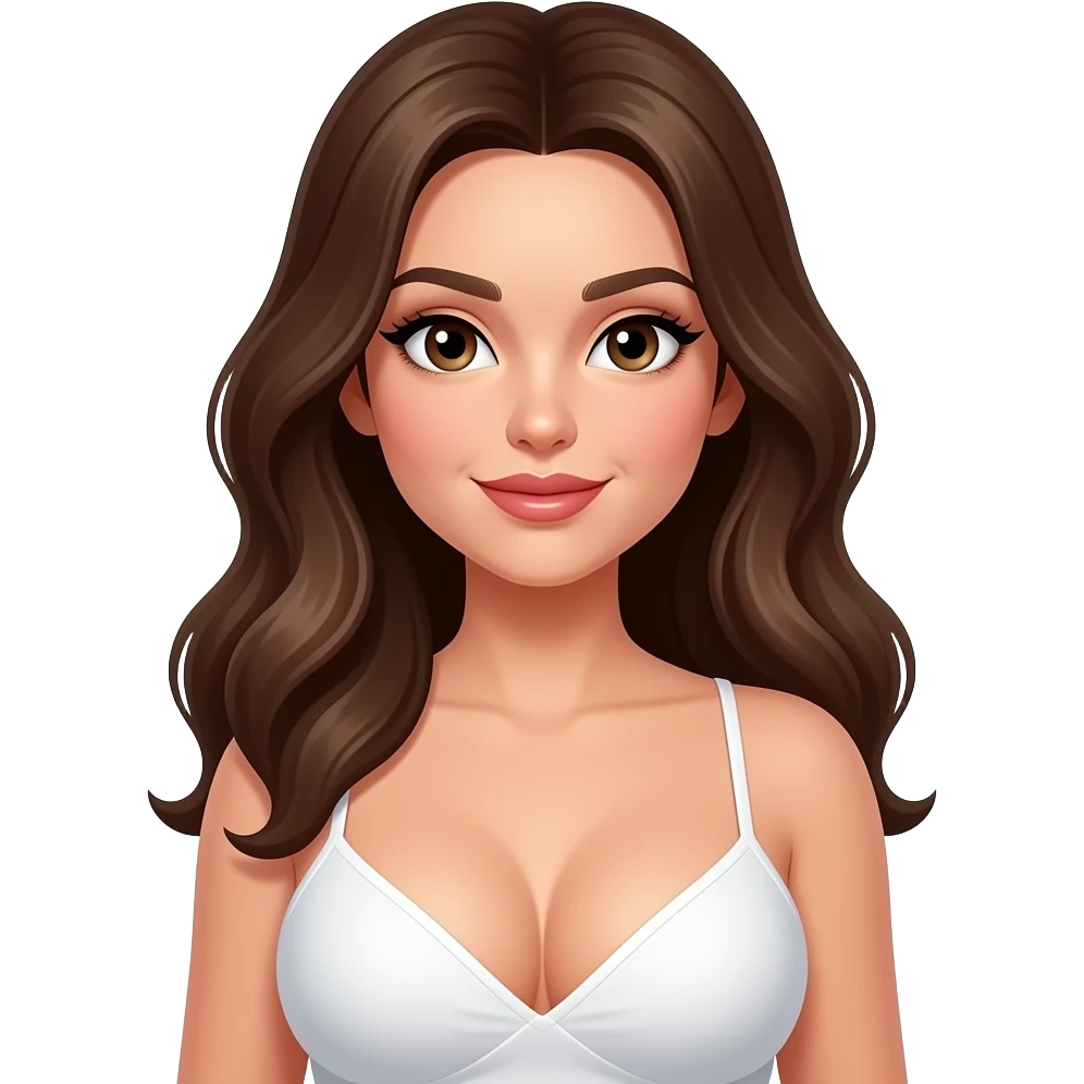 Sexy brunette with big tits and pussy emoji
