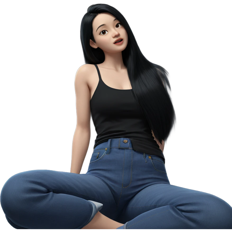girl with black hair jeans emoji