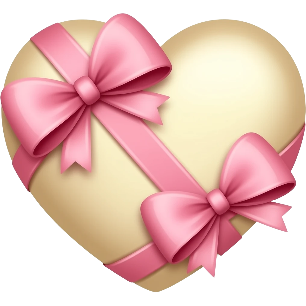 Beige heart with a pink ribbon bows emoji