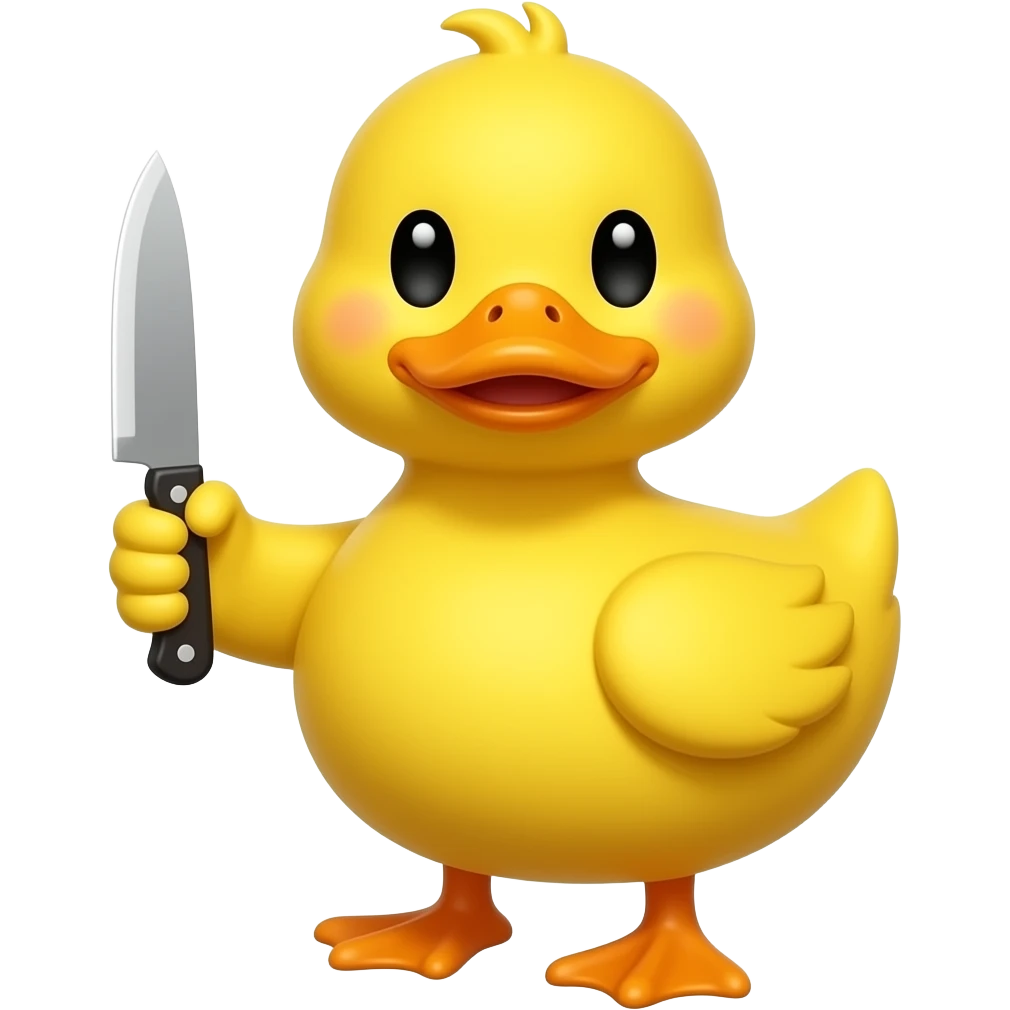 a yellow duck with a knife emoji