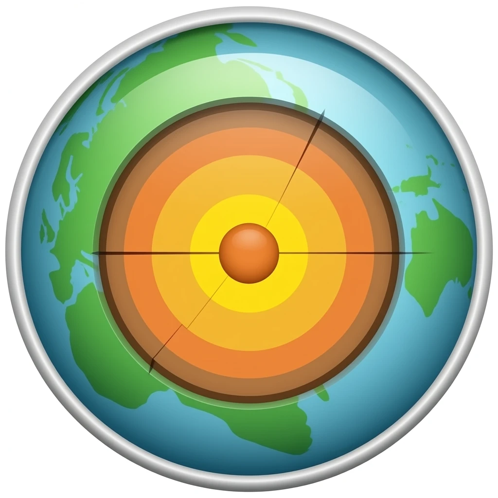 cross section of the earth (round). the core is visible and so the other layers (crust and mantle) emoji