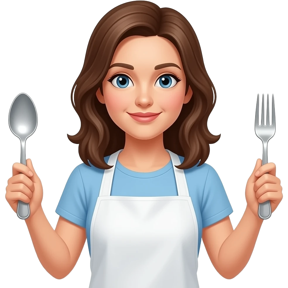 woman holding spoon and fork emoji