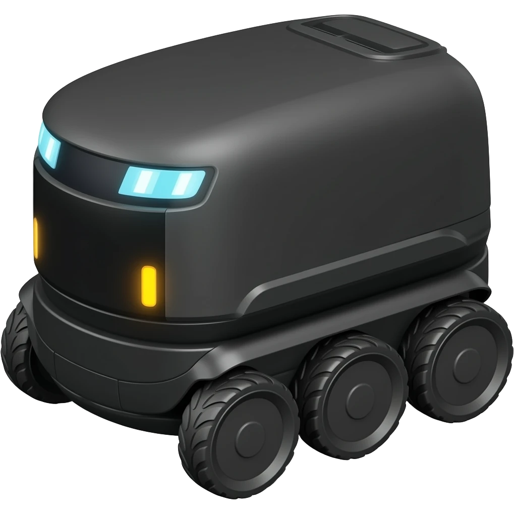 6 wheeled black delivery robot emoji