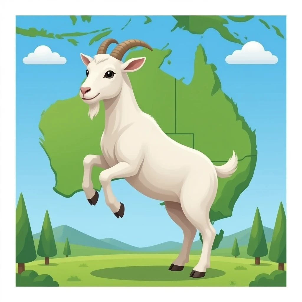 goat standing on hind-legs in front of  Australia weather map emoji