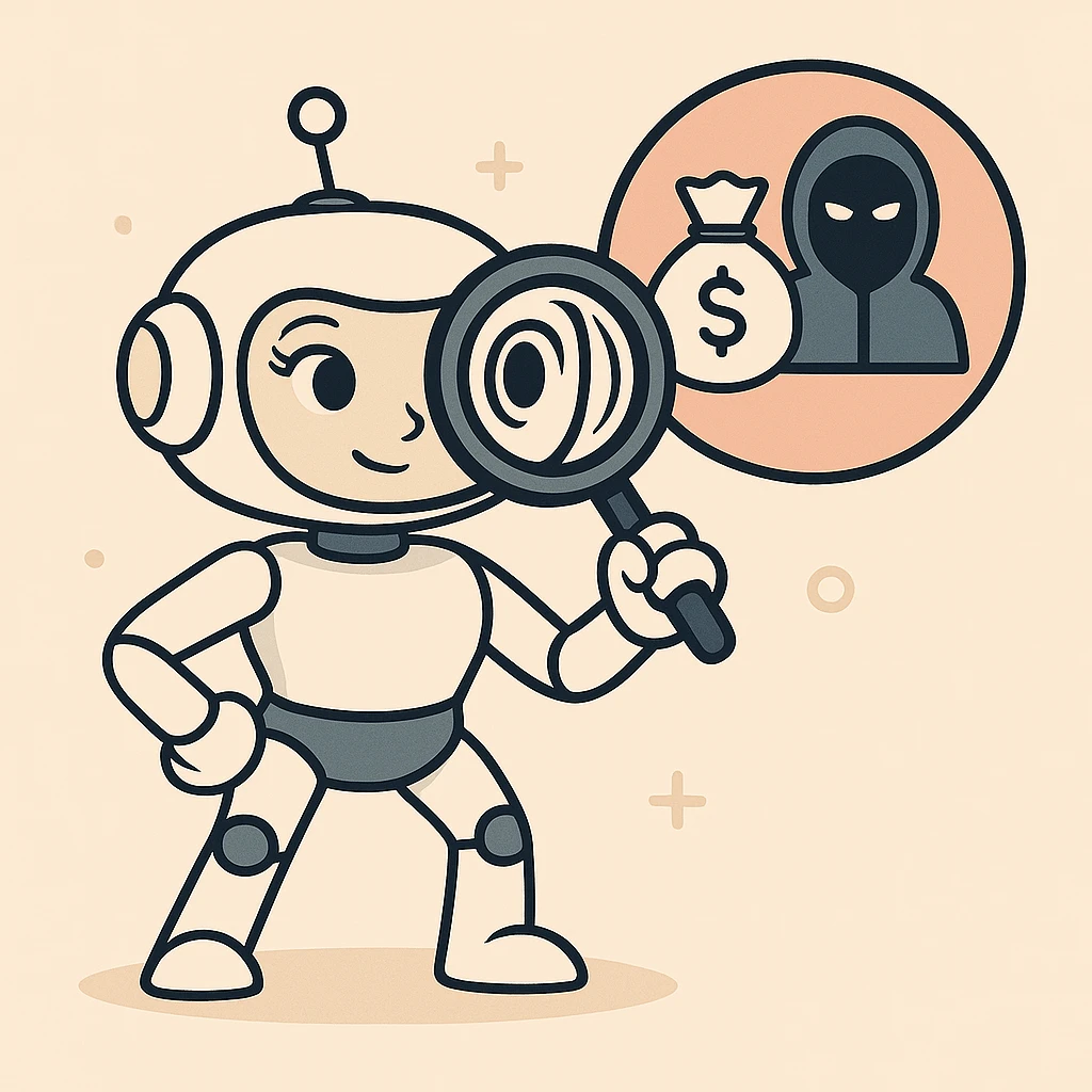 Make the vigilant robot mascot appear more feminine with softer features and a welcoming but serious vibe, in a clean, tech-inspired style. emoji