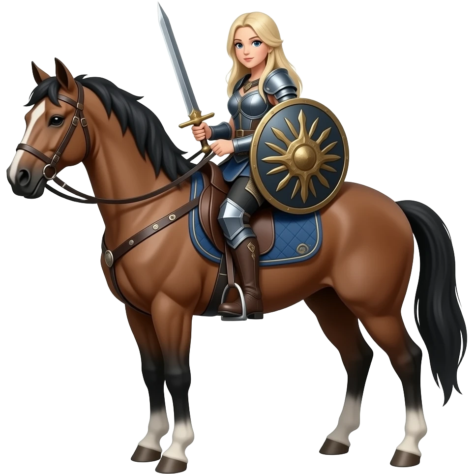 valkiria en caballo, cuerpo completo emoji