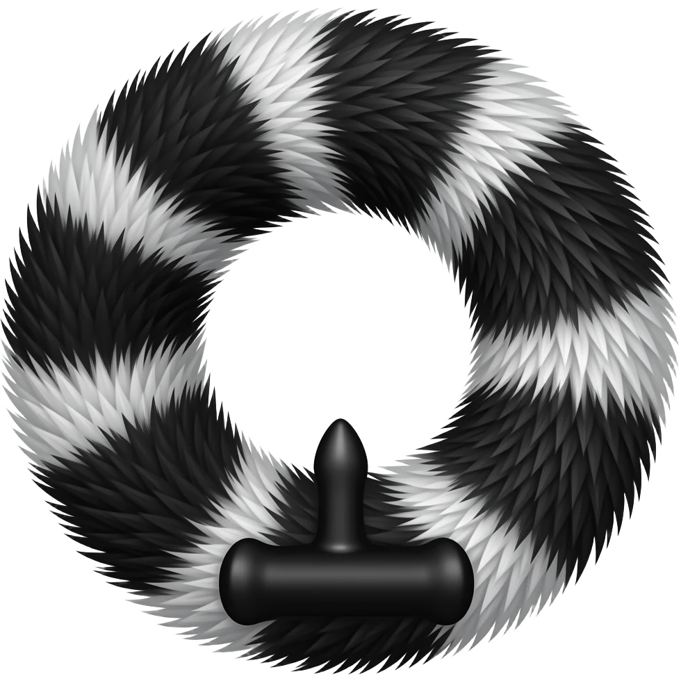 butt plug with a furry black kitten tail sex toy emoji