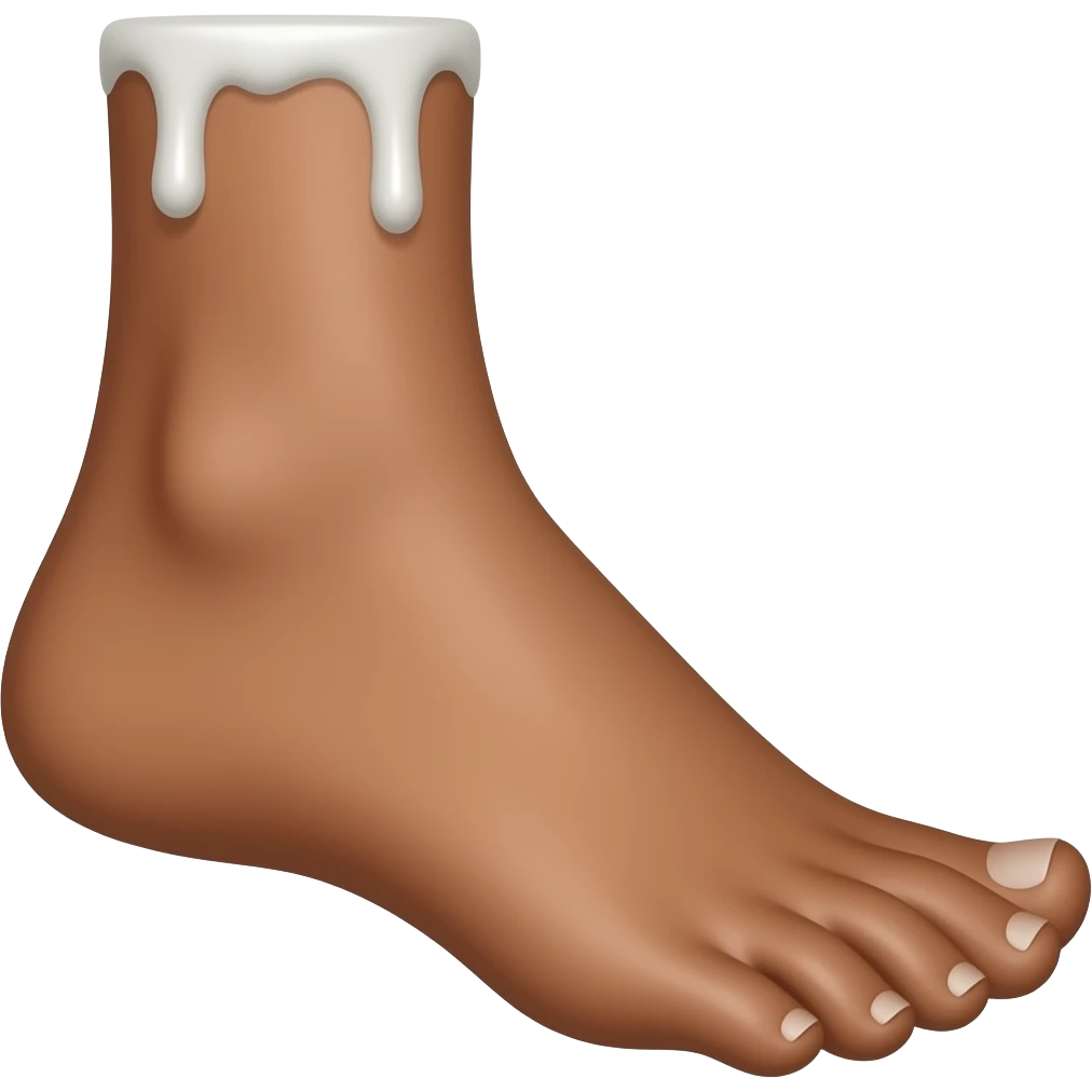 Dripping white juice between brown leg emoji