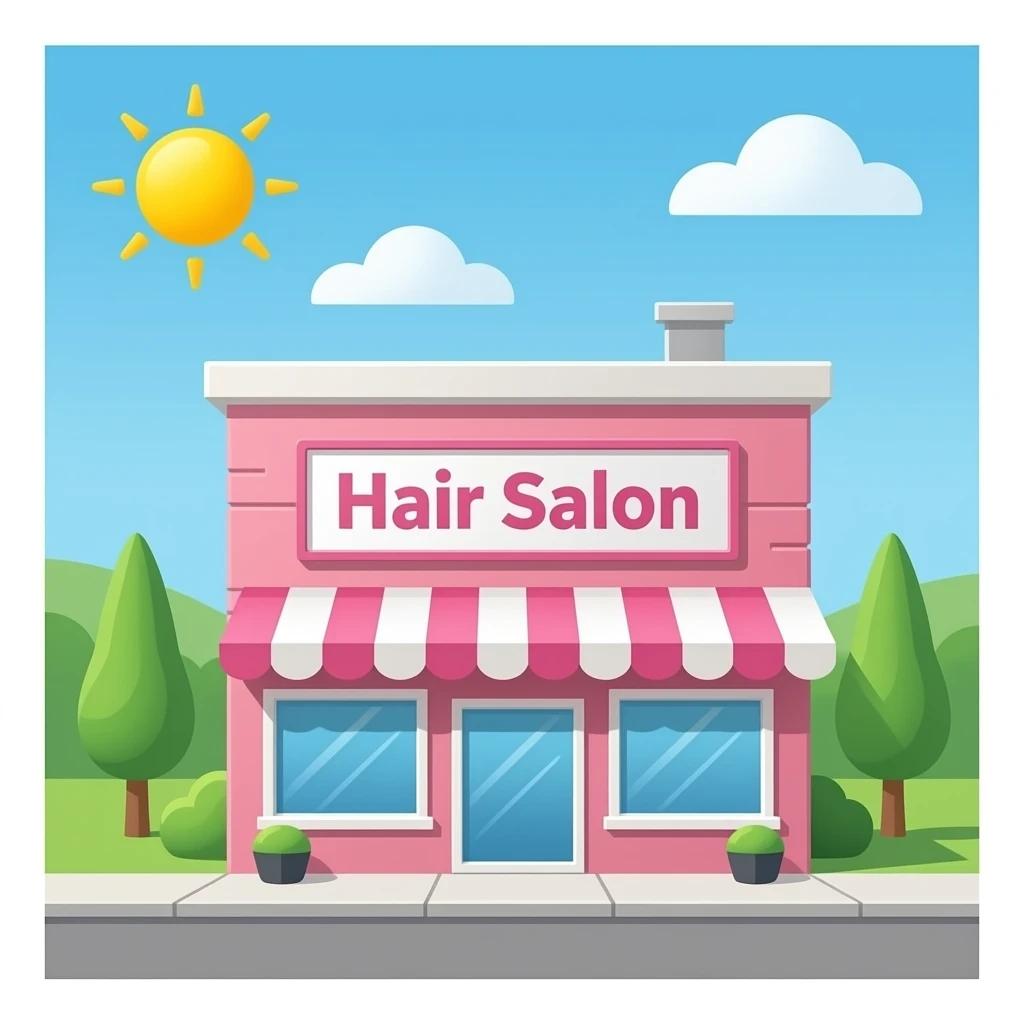 Pink building signboard name Hair Salon emoji