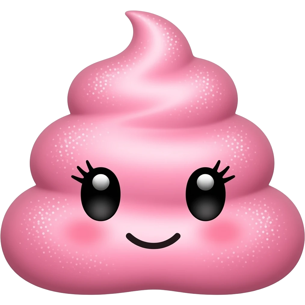 a cute pink poop emoji with getto lashes a mouth and bangs emoji