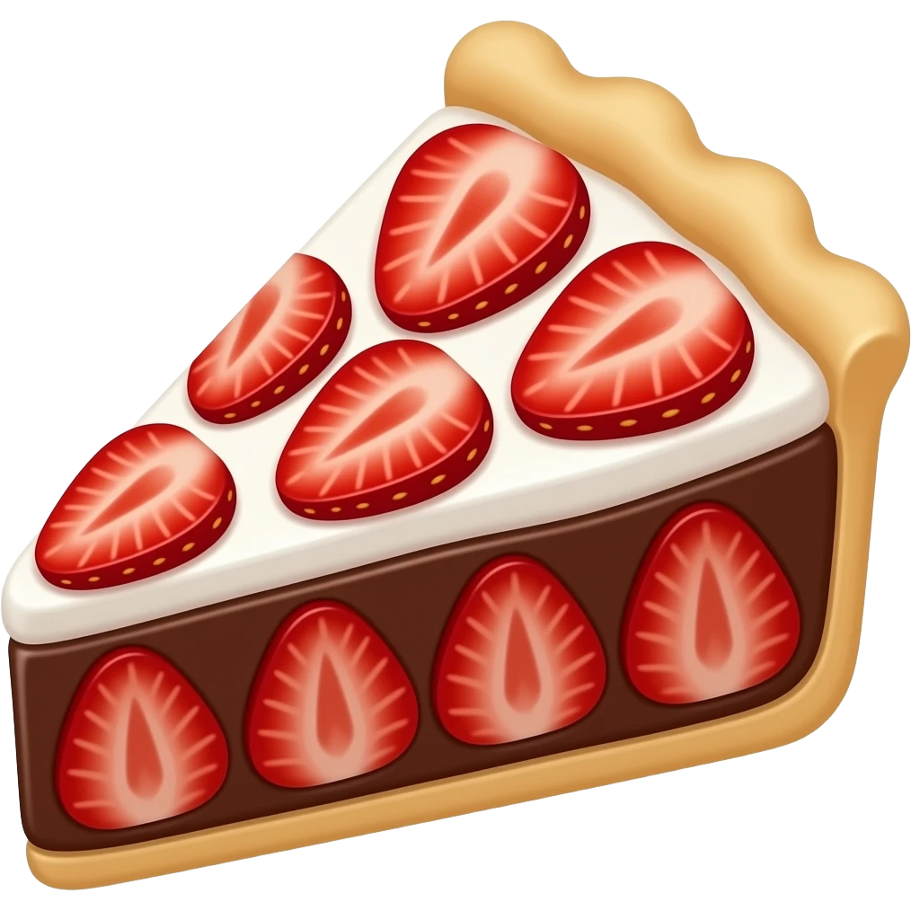 strawberry chocolate piece pie dessert, pie with strawberries and chocolate, premium casual game art, 3D cartoon, front view, centered, emoji