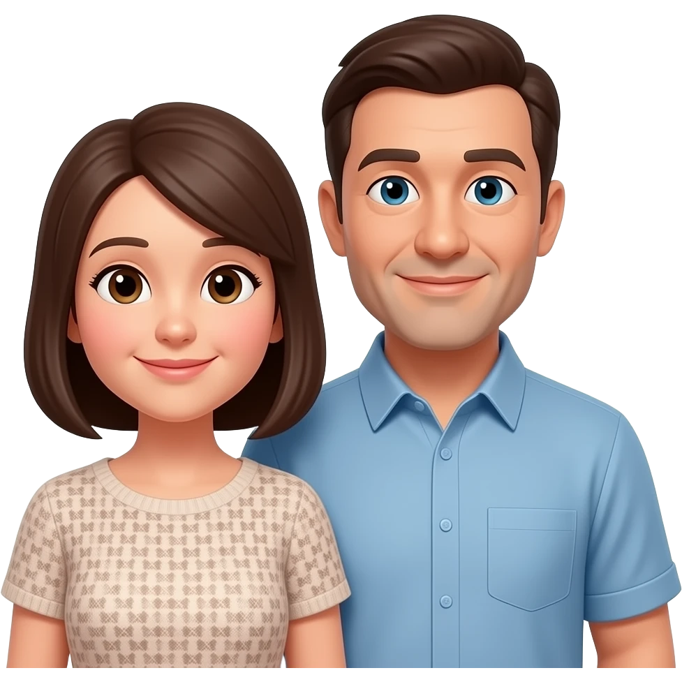 Genérame un emoji de 2 padres distinto mamá y papá  hazlo más realista no tan animado emoji