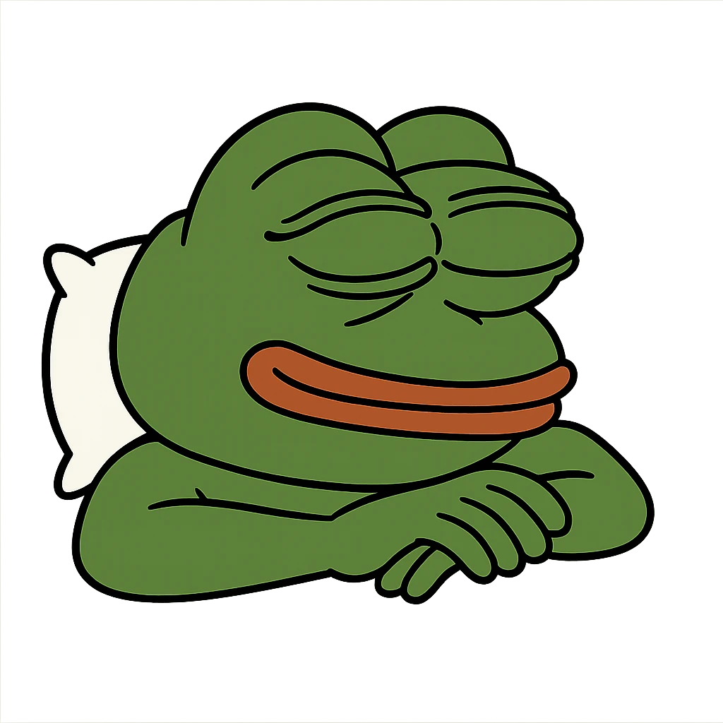 create a pepe sleeping, white background emoji