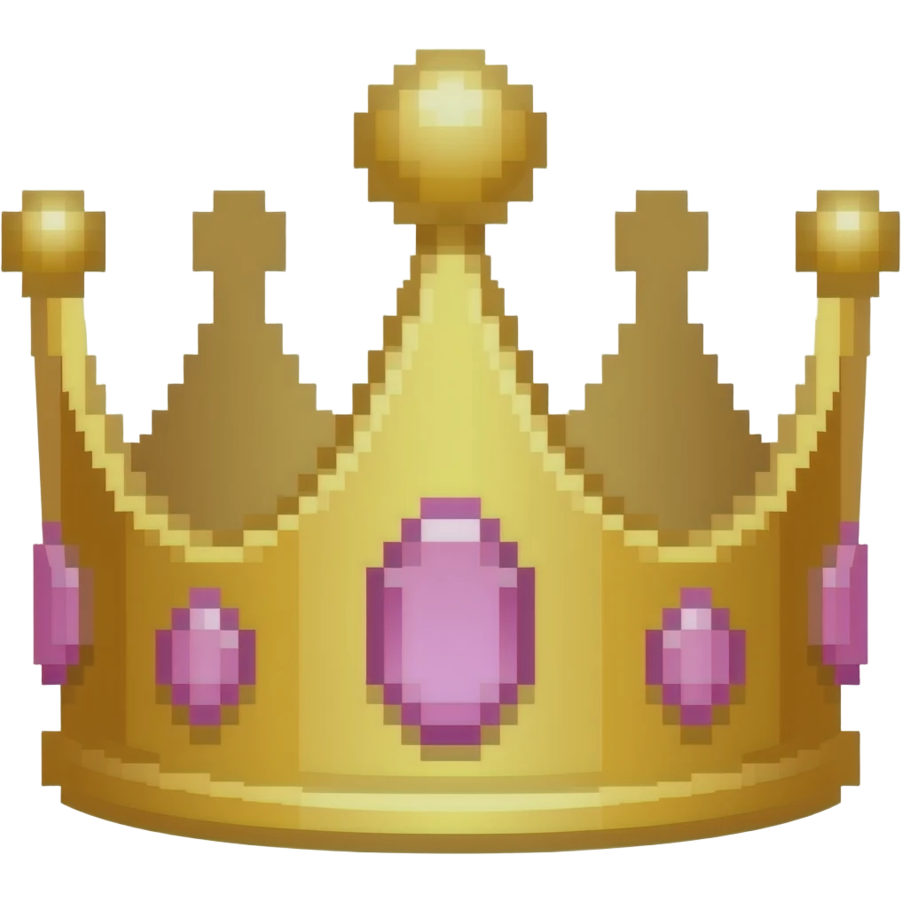 Gold crown with pastel pink gems representing owner that’s pixelated emoji