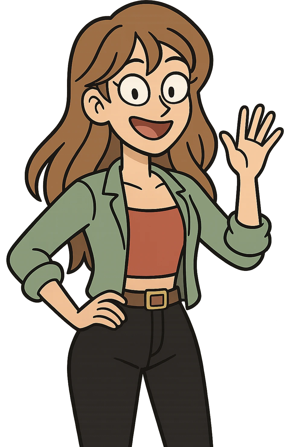 Kazuha from Le Sserafim, cheerful pose emoji