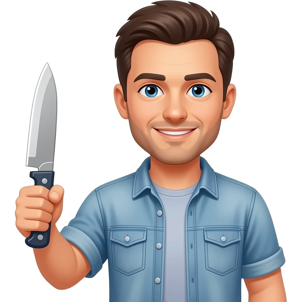 man holding a toy knife emoji