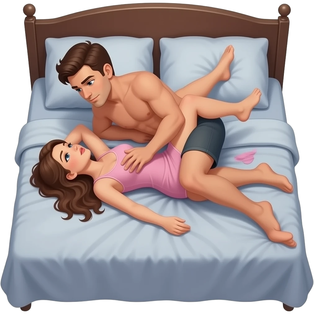 Naked man fucks naked womanin bed having sex emoji