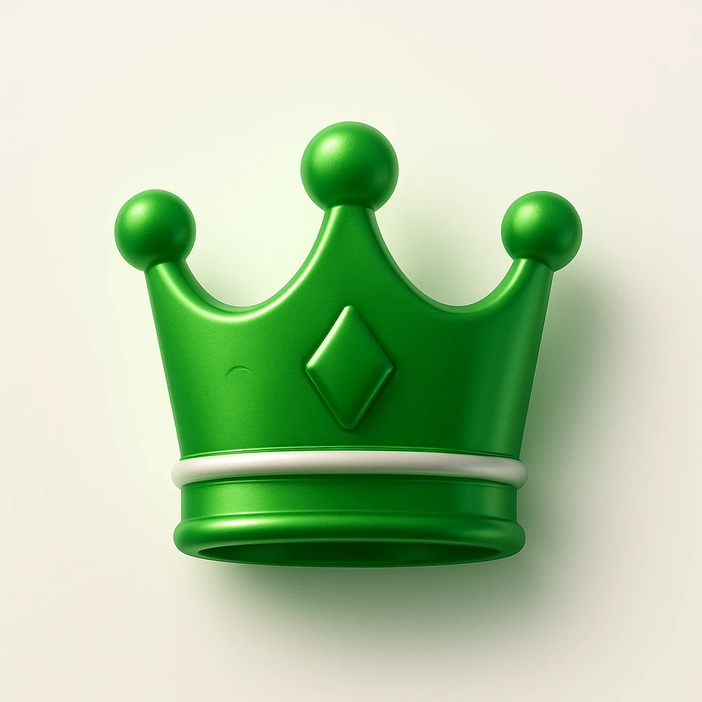 green crown, 3D style, realistic shading, metallic finish emoji
