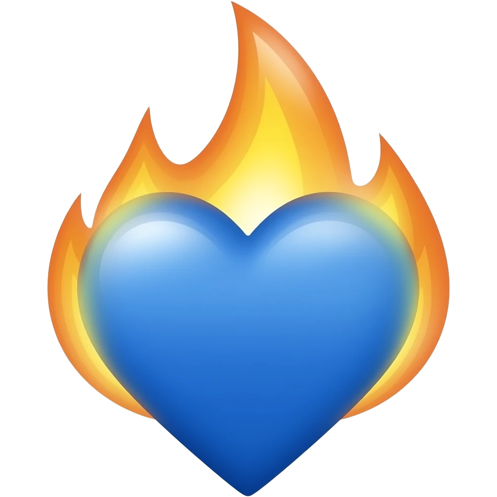 Corazón en llamas azul emoji
